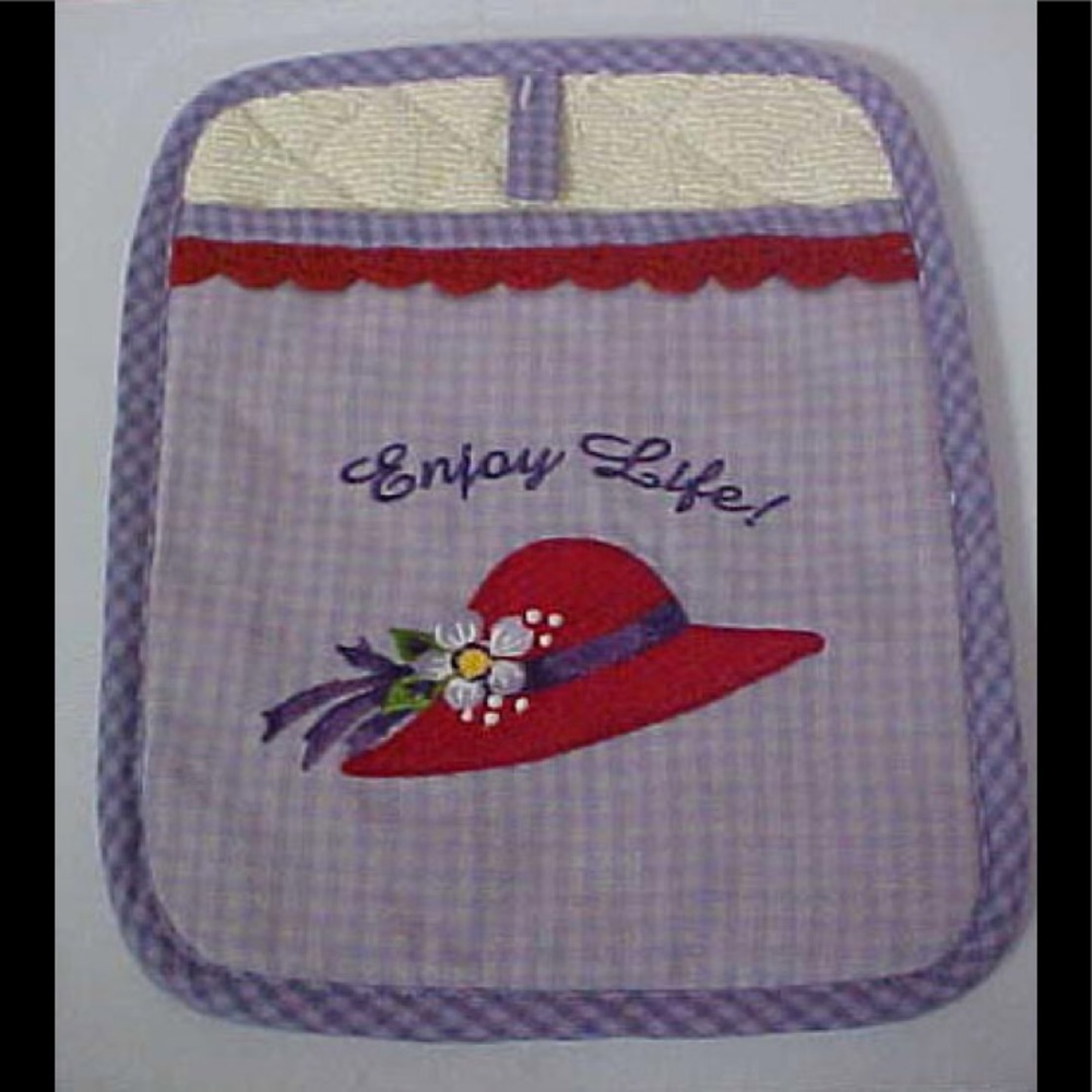 New Kay Dee Designs purple red oven mitt Enjoy life pot holder